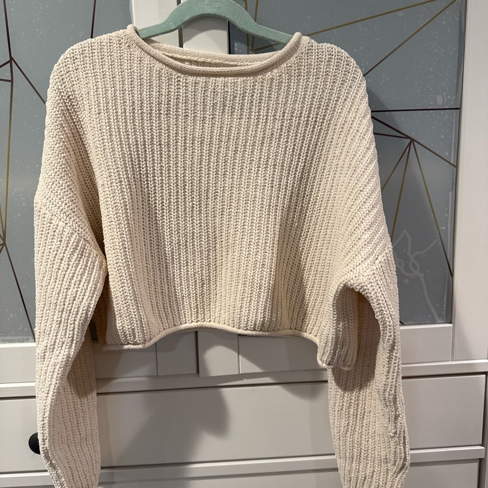 ZARA Girls Cream Cropped Knit Sweater Size 11/12 (152) New